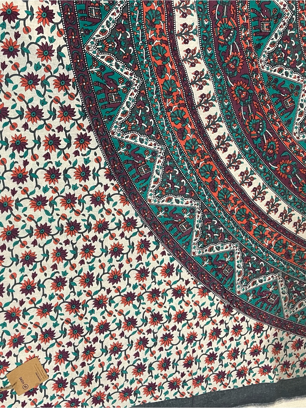 Earthbound Boho Floral Mandala Tapestry in Teal